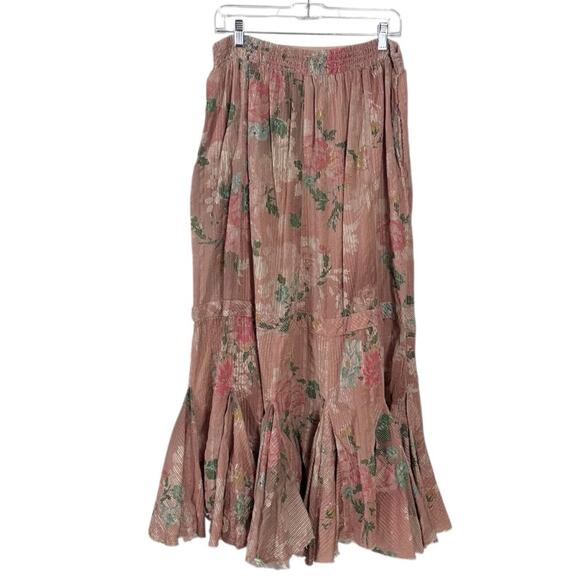 Free People Ethereal Dainty Cottage Bordeaux Floral Maxi Skirt Size Small - Picture 8 of 15
